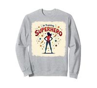 Superhero In Training Empowering Women Retro Comic Style Sweatshirt, Adult Unisex, Heather Grey, M