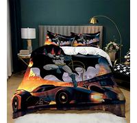 Superhero, Iron Man Premium Duvet Cover Sigle Double Size, 100% Breathable Comfortable Cotton with Zipper (Batman,King(220x230cm))