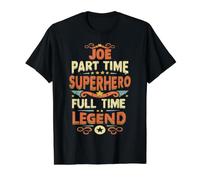 Superhero Joe Legend Personalized Funny Name Joe Value Graphic T-Shirt, Men, Black, XL
