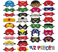 Superhero Masks, 32 Pcs Super Hero Cosplay Party Masks, Masks Costumes Toy Gift for Boys Girls, Boys & Girls Felt Eye Mask for Cosplay, Birthday Party or Masquerade Halloween Xmas