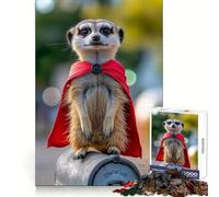 Superhero Meerkat Jigsaw Puzzle for Teenagers 1000 Pieces Enhance Recall Quiet Fun Exact Edge Artistic Gift (50x75cm)