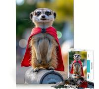 Superhero Meerkat Jigsaw Puzzles 1000 Pieces for Adults Memory Boost Warm Time Image Assembly Fine Art Piece (38x26cm)