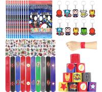 Superhero Party Bag Fillers for Kids, 40Pcs Avengers Theme Assorted Toys Pinata Filler with Slap Bands Stickers Keychains Gift Bags Lucky Dip Prizes Party Favours for Birthday Gift Halloween