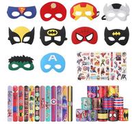 Superhero Party Bag Fillers Superhero Masks and Slap Bands Superhero Sticker for Boys Girls Superhero Masks for Kids Party Birthday Party Bags Favors