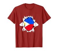 Superhero Philippine Flag Funny Filipino Hero Pinoy Pride T-Shirt, Men, Cranberry Red, Medium