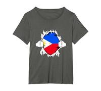 Superhero Philippine Flag Funny Filipino Hero Pinoy Pride T-Shirt, Women's Plus, Asphalt Grey, 1X