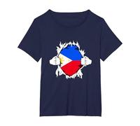 Superhero Philippine Flag Funny Filipino Hero Pinoy Pride T-Shirt, Women's Plus, Navy Blue, 1X