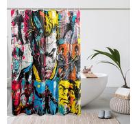 Superhero Shower Curtain, Colorful Graphic Comic Pop Art Shower Curtain for Bathroom Décor, Modern Funky Waterproof Fabric Shower Curtain Set with Hooks 72x78 Inch