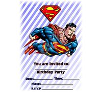 Superhero Superman Birthday Party Invites - Portrait Stripe Design - Party Supplies/Accessories (Pack of 12 A5 Invitations) (Without Envelopes)