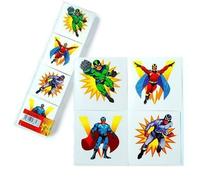 Superhero Tattoos Party Bag Fillers for Kids, Pack of 48, 4x4cm Each in 12 Assorted Designs
