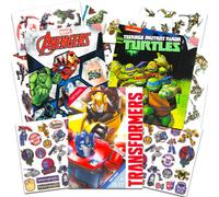 Superhero Temporary Tattoos for Boys Kids Party Bundle -- 125 Licensed Tattoos with Stickers Featuring Transformers, Marvel Avengers and Teenage Mutan