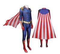 Superhero The Boys Cospaly The Homelander Costume Adult Halloween Costumes Antony Starr Jumpsuit with Cloak Shoes Bodysuit XL black