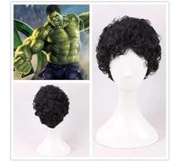Superhero The Incredible Hulk Cosplay Wig Plant Hulk Robert Bruce Banner Curly Black Synthetic Hair For Adult + Wig Cap Black