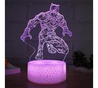 Superhero Toy Kids Night Light，Black Panther Night Light Toy for 4 5 6 7 8 Year olds，Kids 3D Lights 16 Colors Dimmable Charging with Remote Control and Touch Looks Great.