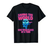 Superhero Yoga Globe Graphic | Saving The World Quote T-Shirt