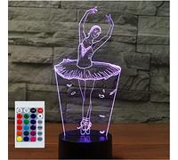 SUPERHONGJIHAO Night Light for Kids 3D Ballerina Dancer Led Lamp with Remote Control 16 Color Changing Xmas Birthday Gift for Child