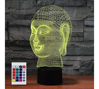 SUPERHONGJIHAO Night Light for Kids 3D Buddha Led Lamp with Remote Control 16 Color Changing Xmas Birthday Gift for Child