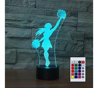 SUPERHONGJIHAO Night Light for Kids 3D Cheerleaders Led Lamp with Remote Control 16 Color Changing Xmas Birthday Gift for Child