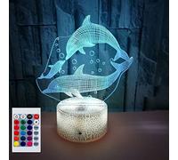 SUPERHONGJIHAO Night Light for Kids 3D Dolphin Led Lamp with Remote Control 16 Color Changing Xmas Birthday Gift for Child