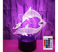 SUPERHONGJIHAO Night Light for Kids 3D Dolphin Led Lamp with Remote Control 16 Color Changing Xmas Birthday Gift for Child