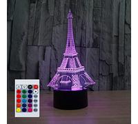 SUPERHONGJIHAO Night Light for Kids 3D Eiffel Tower Led Lamp with Remote Control 16 Color Changing Xmas Birthday Gift for Child