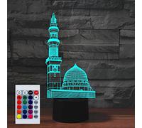SUPERHONGJIHAO Night Light for Kids 3D Islamic Architecture Led Lamp with Remote Control 16 Color Changing Xmas Birthday Gift for Child
