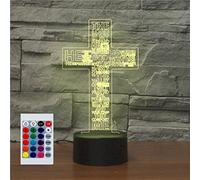 SUPERHONGJIHAO Night Light for Kids 3D Jesus Cross Led Lamp with Remote Control 16 Color Changing Xmas Birthday Gift for Child