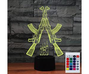 SUPERHONGJIHAO Night Light for Kids 3D Rifle Led Lamp with Remote Control 16 Color Changing Xmas Birthday Gift for Child