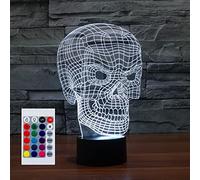 SUPERHONGJIHAO Night Light for Kids 3D Skull Led Lamp with Remote Control 16 Color Changing Xmas Birthday Gift for Child