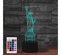 SUPERHONGJIHAO Night Light for Kids 3D Statue of Liberty Led Lamp with Remote Control 16 Color Changing Xmas Birthday Gift for Child