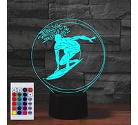 SUPERHONGJIHAO Night Light for Kids 3D Surfing Led Lamp with Remote Control 16 Color Changing Xmas Birthday Gift for Child