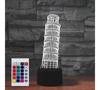 SUPERHONGJIHAO Night Light for Kids 3D The Leaning Tower of Paris Led Lamp with Remote Control 16 Color Changing Xmas Birthday Gift for Child