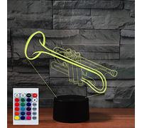 SUPERHONGJIHAO Night Light for Kids 3D Trumpet Led Lamp with Remote Control 16 Color Changing Xmas Birthday Gift for Child