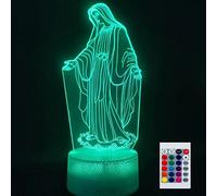 SUPERHONGJIHAO Night Light for Kids 3D Virgin Mary Led Lamp with Remote Control 16 Color Changing Xmas Birthday Gift for Child