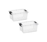Superio Clear Storage Boxes with Lids, 2 Quart Plastic Container Bins for Organizing, Stackable Crates, BPA Free, Non Toxic, Odor Free, Organizers for Home, Office, School, and Dorm