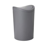 Superio Mini Bathroom Trash Can with Lid, Modern Grey Mini Waste Bin with Swing Lid (1 1/2 Gallon, 6 Liter) Plastic Garbage Can for Kitchen, Bathroom, Bedroom, Office, Under Desk (1, Grey)