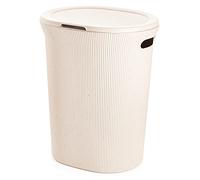 Superio Ribbed Collection - Eco-Friendly Decorative Plastic Laundry Hamper with Lid and Cut-Out Handles, (1 Pack) Basket Organzier for Bedroom Bathroom College Dorm Room 40 Liter