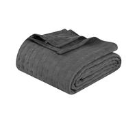Superior 100% Cotton All-Season Blanket, Basket Weave Design, Soft, Comfy Cover for Bed, Bedding, Bedroom, Couch Throw, Lounging, Modern Boho Medium Weighted Blankets, Throw, Charcoal