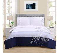 Superior 100% Cotton Duvet Cover Set, Soft Embroidered 3-Piece Reversible Duvet Set, Includes 1 Duvet Cover with Button Closure, 2 Pillow Shams, Sydney Collection, King/California King Size, Blue