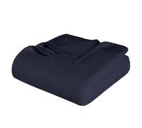 Superior 100% Cotton Thermal Blanket - All-Season Oversized Throw, Woven Blanket with Herringbone Weave Pattern, Navy Blue, Full/Queen Size