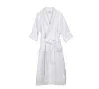 Superior 100% Cotton Waffle Robe with Terrycloth Lining and Shawl Collar, Oversized Unisex Hotel & Spa Bath Robes for Women and Men - XL, White