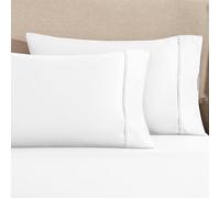 Superior 100% Egyptian Cotton 1200 Thread Count Pillowcases, Set of 2 Pillow Cases, Modern Luxury Pillow Case Cover, Comfort Basics, Bedding Essentials, Bed Accents, 2 Pack - Standard Size, White