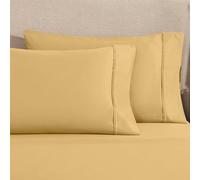 Superior 100% Egyptian Cotton 1200 Thread Count Pillowcases, Set of 2 Pillow Cases, Modern Luxury Pillow Case Cover, Comfort Basics, Bedding Essentials, Bed Accents, 2 Pack - Standard Size, Gold