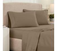 Superior 1200 Thread Count Egyptian Cotton Sheet Set, Bedroom Sheets, Modern Home Essentials, Luxury Bedding, 1 Elastic Deep Pocket Fitted Bed Sheet, 1 Flat Sheet, 2 Pillowcases, Full, Taupe