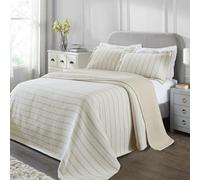 Superior 3 Piece Cotton Reversible Bedspread and Sham Set, Home Bed Decor, Decorative Bed Spread, 2 Pillow Shams, Medium Weight, Matelasse Coverlet Bedding, Valencia Collection, California King, Beige