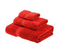 Superior 3-Piece Egyptian Cotton Towel Set, Red: Bath, Hand, Face Towels - 900 GSM, 100% Long-Staple Combed Cotton