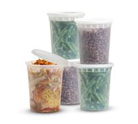 Superior 32oz Food Containers With Lids - 20-Pack Durable Crack-Resistant Clear Round Deli Containers With Lids -Microwave Safe Leak-Proof Meal Prep Containers - Perfect for Food Storage