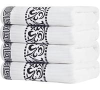Superior 4-Piece Bath Towel Set, Gr loral Decor for Bathroom, Guest Bath, Spa, Resort, Home Essentials, Absorbent Cotton, Adults and Kids, Fast Drying Towels, Athens Collection, Black