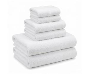 Superior 6 Piece Cotton Towel Set, Floral Jacquard Dobby Border, Quick Dry, Decorative Bathroom, Shower, Bath, Includes 2 Body, 2 Hand, 2 Face Towels/Washcloths, Wisteria Collection, White-White