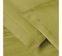SUPERIOR 600-Thread Count Egyptian Cotton 2-Piece Standard Pillowcase Set, Olive Green